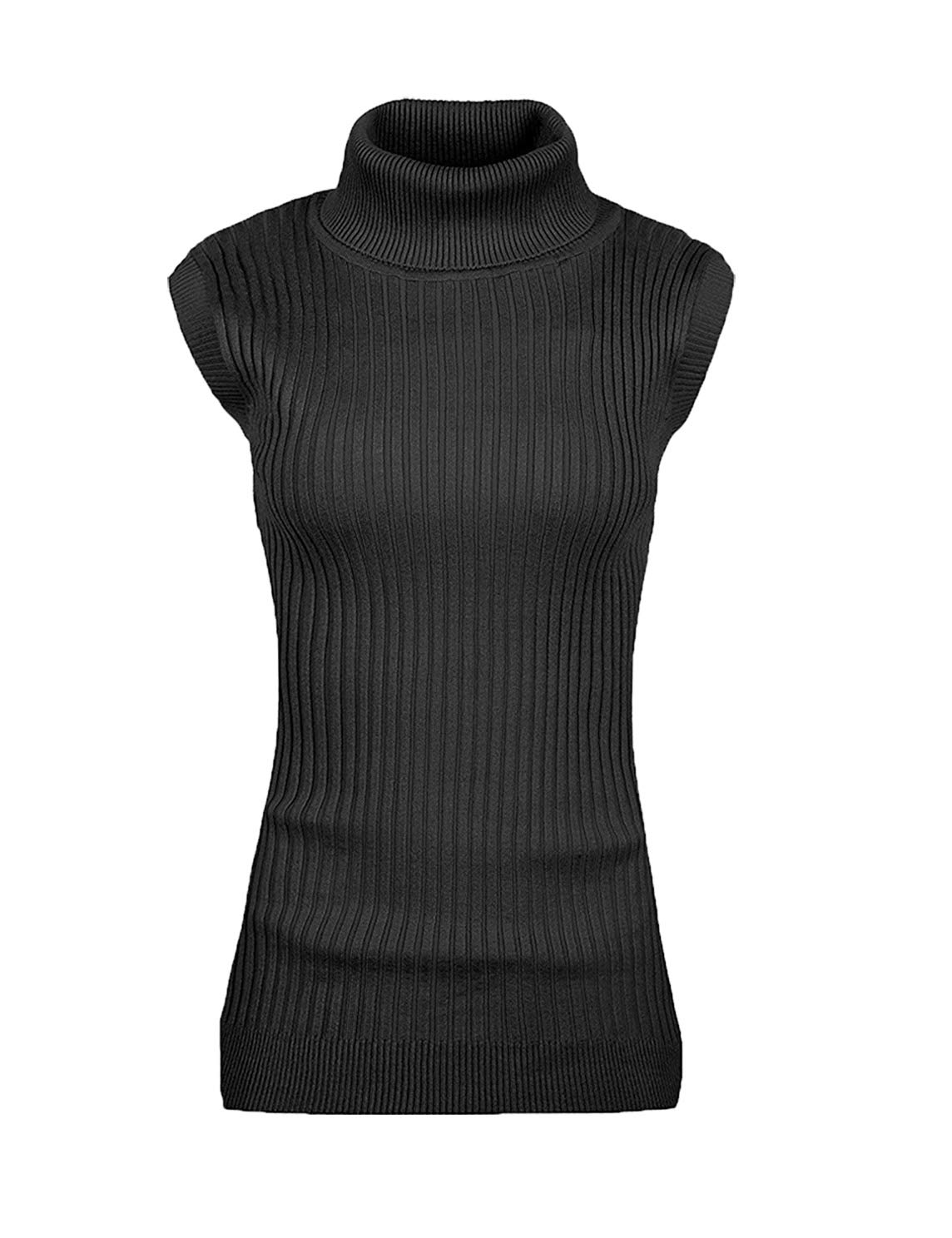 v28 Women's Sleeveless High Neck Turtleneck Stretchable Knit Sweater Top