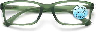 OPULIZE PEP Reading Blue Light Blocking Glasses for Women Men, Rectangular Frame with Anti-Glare Computer & Gaming Eyewear, UV & Eyestrain Protection, Matt Green +1(Pack of 1)