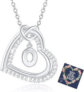 Silver Initial Necklaces for Women Heart Pendant Gifts for Women Girls