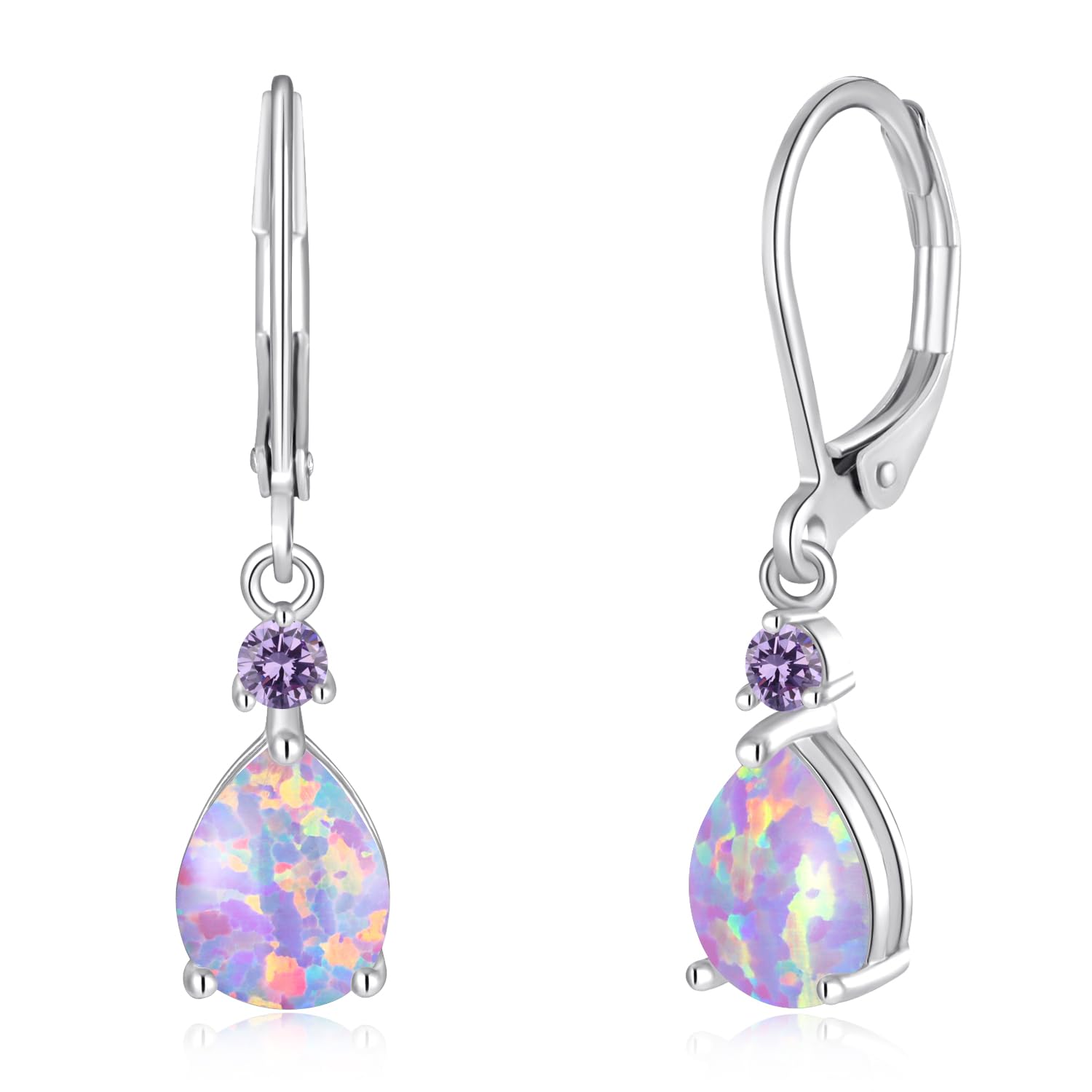 CiNily Leverback Opal Dangle Drop Earrings For Women 14K Gold Plated