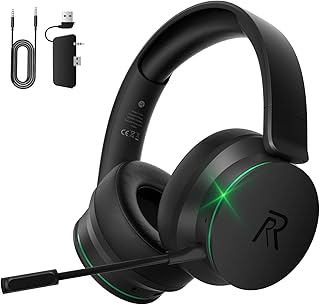 RYR Wireless Gaming Headset for Xbox Series X|S, Xbox One | PS5, PS4, Mac, Bluetooth 5.3, 3D Surround Sound, Rotatable Earmuffs, Gaming Headphones with Noise Canceling Microphones-Black