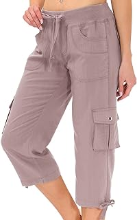 MoFiz Women's Capris with Pockets Loose Fit Casual Capris Pants Capris Pants Elegant Lightweight Loose Hiking