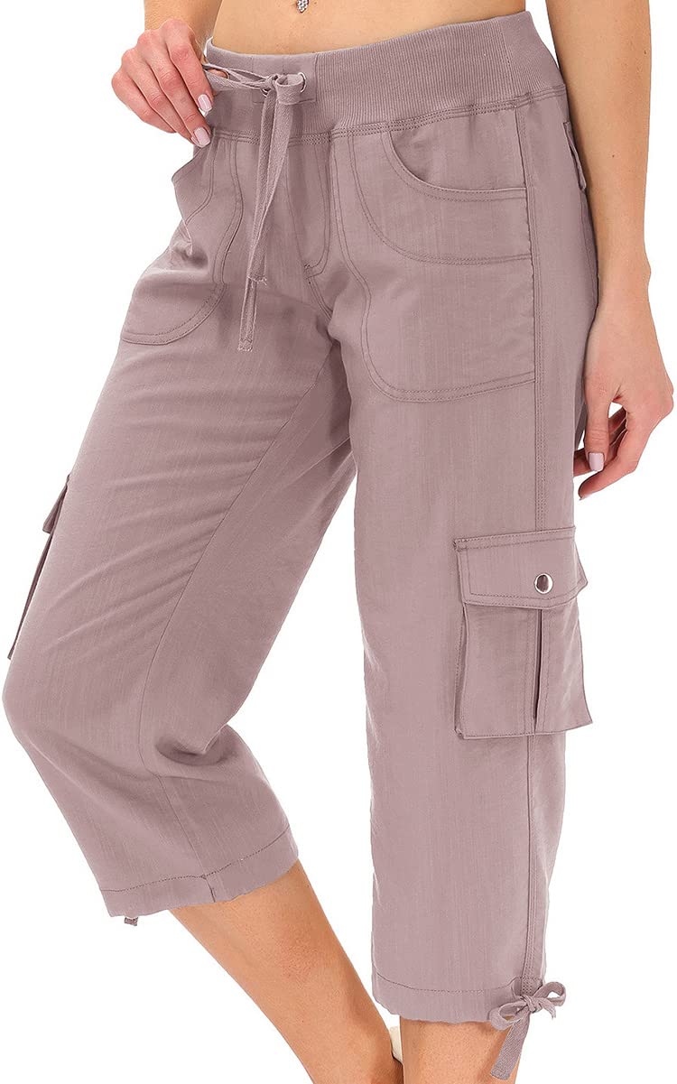 MoFiz Women's Capris with Pockets Loose Fit Casual Capris Pants Capris Pants Ele