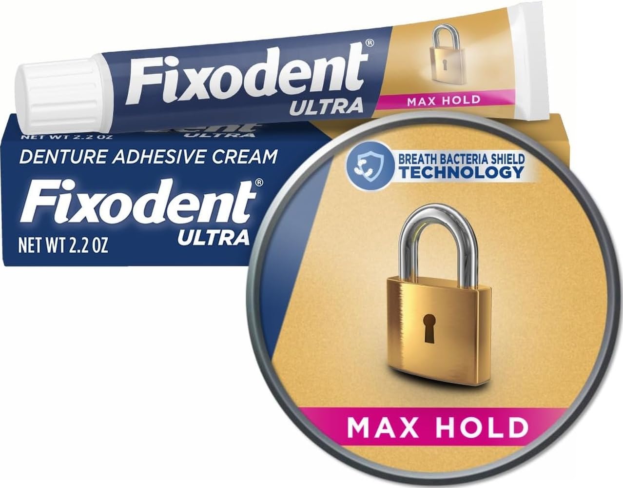 Fixodent Ultra Max Hold Denture Adhesive, 2.2 oz, (Packaging may vary)