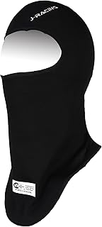 J-RACING® Racing Balaclava, Lightweight Aramid Knit, SFI 3.3 Certified, Flame Retardant, Stretch Fit &amp; Breathable Head Sock for Auto Racing- Black
