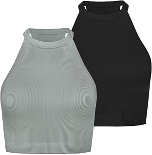 Sunzel Women's Ribbed High Neck High Neck Seamless Sleeveless Tank Top