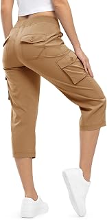 TBMPOY Women's Hiking Cargo Trousers Lightweight Breathable Water Resistant Zip Fishing Camping Trousers