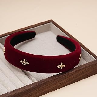 Cute and Elegant Women Velvet Headband with Bee Embroidery Headband, Fashion Thickened Hair Accessories Made to