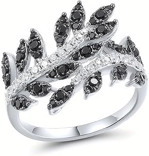 White Gold Plated Elegant Retro Vine Leaf Inlaid Cubic Zirconia Ring Personalized Accessory Ideal for Women Daily Wear Casual Party Holiday