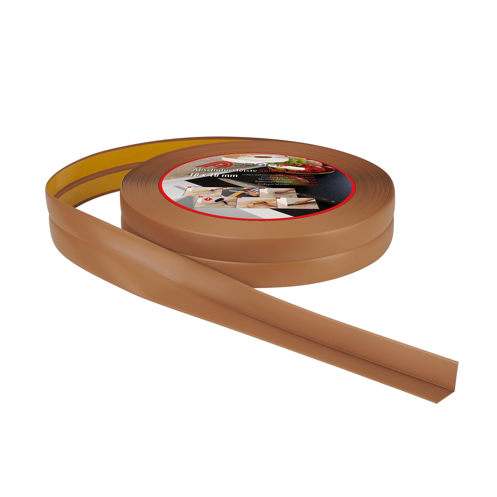 ProfiPVC Soft Skirting Board Self-Adhesive PVC 18 x 18 mm 5 m Amber Colour