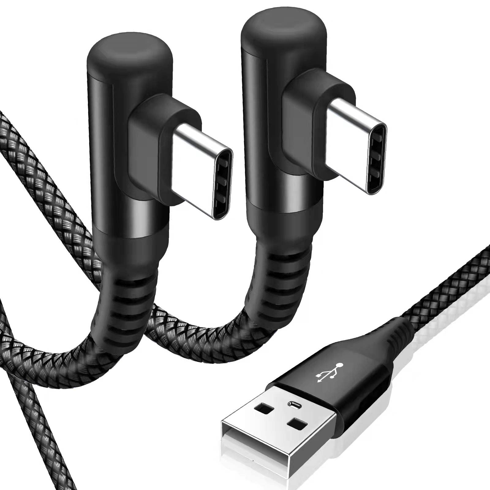sweguard USB C Kabel 90 Grad Winkel [2Stück 2m] Schnellladung, Ladekabel Nylon T