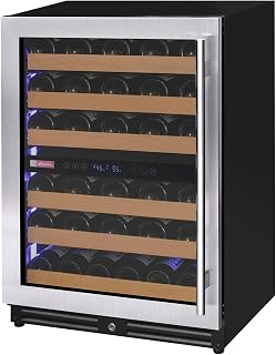 56 Bottle Dual Zone Left Hinge Stainless Steel Wine Refrigerator