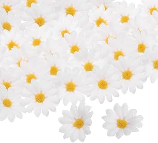 100 Pieces 4cm Artificial Daisy Flower Silk Mini Daisy Flowers for DIY Wedding Bouquets Centerpieces Home Decor (White/Yellow)