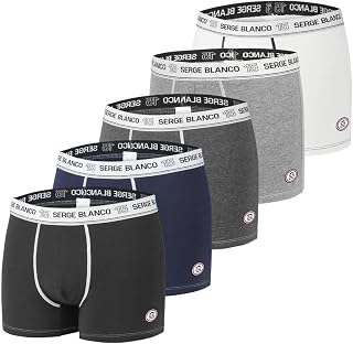 Serge Blanco Men's Cotton Boxer Shorts, Pleasant, Hypoallergenic (Pack of 5)