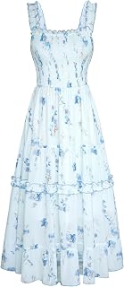 Scarlet Darkness Cottagecore 2025 Women's Flowy Ruched Summer Dress