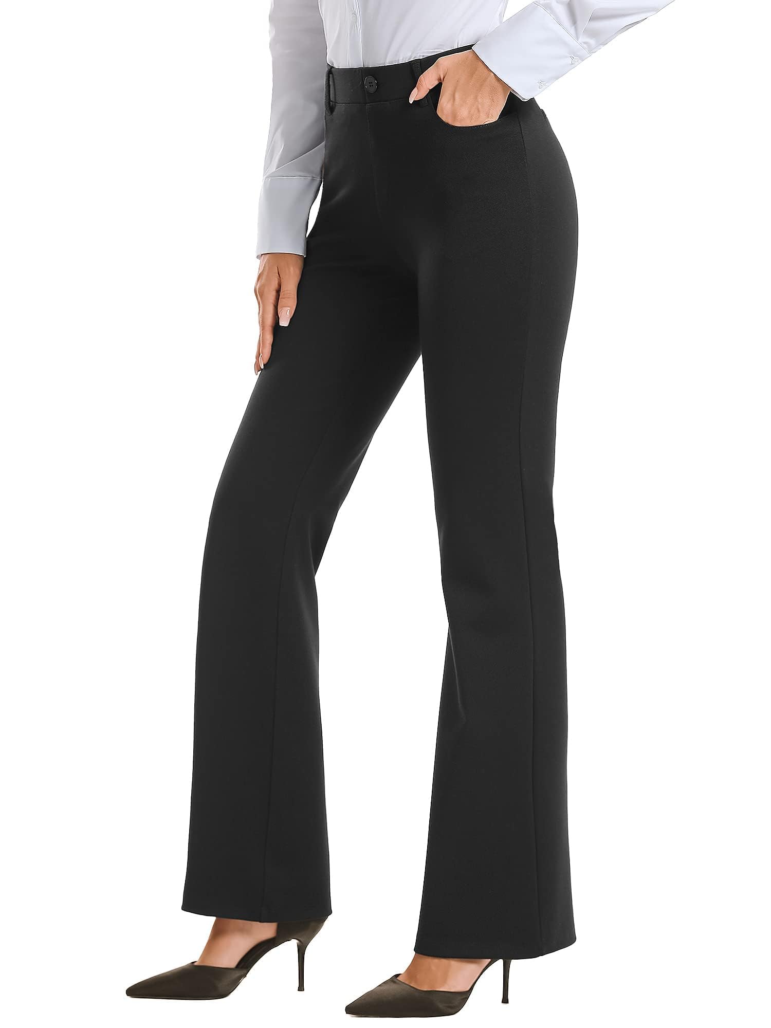 Stelle Womens Bootcut Stretch Dress Work Pants Slacks with Pockets Pull On