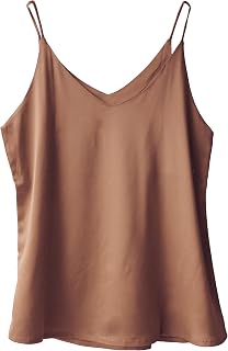 Wantschun Womens Satin Silk Camisole Cami V-Neck Vest Top Blouse Tank Shirt