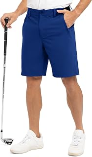 Rdruko Men's Stretch Golf Shorts 9" Dry Fit Casual Dress Work Shorts with Zipper Pockets