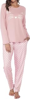GAESHOW Womens Pajamas Set Cotton Pjs Long Sleeve Tops and Long Pants 2 Piece Sleepwear with Pockets