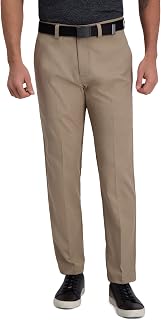 Haggar Men's Cool Right Performance Flex Solid Straight Fit Flat Front Trousers
