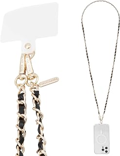 Case-Mate Crossbody Phone Lanyard/Chain - Gold Chain Black Leather