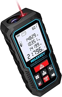 MILESEEY Laser Measure, Laser Measuring Tool with Angle Sensor | 2mm Accuracy, Distance/Area/Volume/Pythagorean Measurement, 2" LCD Backlit, Ft/In/Ft+In/M Unit Switching, Battery Included