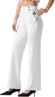 Willit Women Wide Leg Pants Work Trousers Stretch High Waist Work Pants Office Business Casual Pockets Petite/Normal/Tall