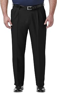 Haggar Men's classic fit pant with pleats at front and big and tall sizes