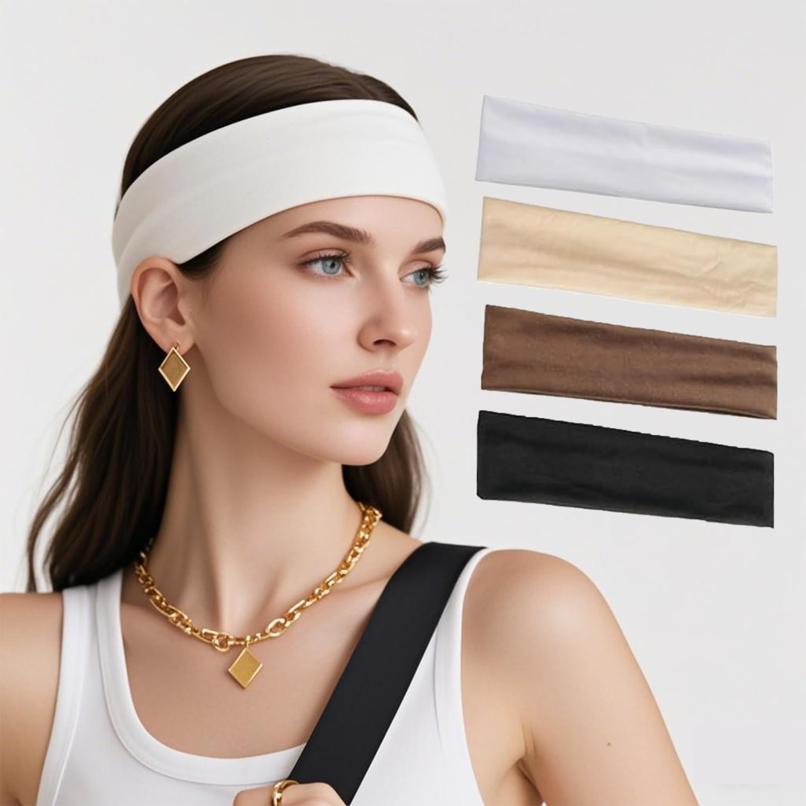 4 Pack Yoga Headbands for Women Soft Stretchy Sports Headbands Workout Yoga Runn