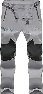 MAGCOMSEN - Mens Winter Water Resistant Fleece Lined Outdoor Hiking Skiing Trousers with Zipper Pockets Army Green