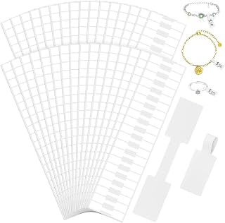 1000 Pcs Jewelry Tags, Self Adhesive Price Tags for Pricing Identify | White Blank Rectangle. Tag Label for Rings Necklace Earring Bracelet. Clean Removal. Waterproof &amp; Tear-Resistant