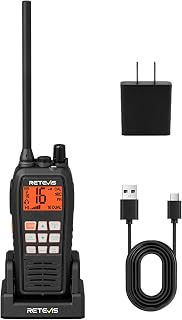 Retevis RM15 6W Marine Radio VHF IP68 Floating, Type-C for Fishing (1 Pack) | 2000mAh Battery,Type-C on Radio & Charger, NOAA, Noise Reduction, Global Channels, Tri-Watch, Offshore Fishing, Travel Sport