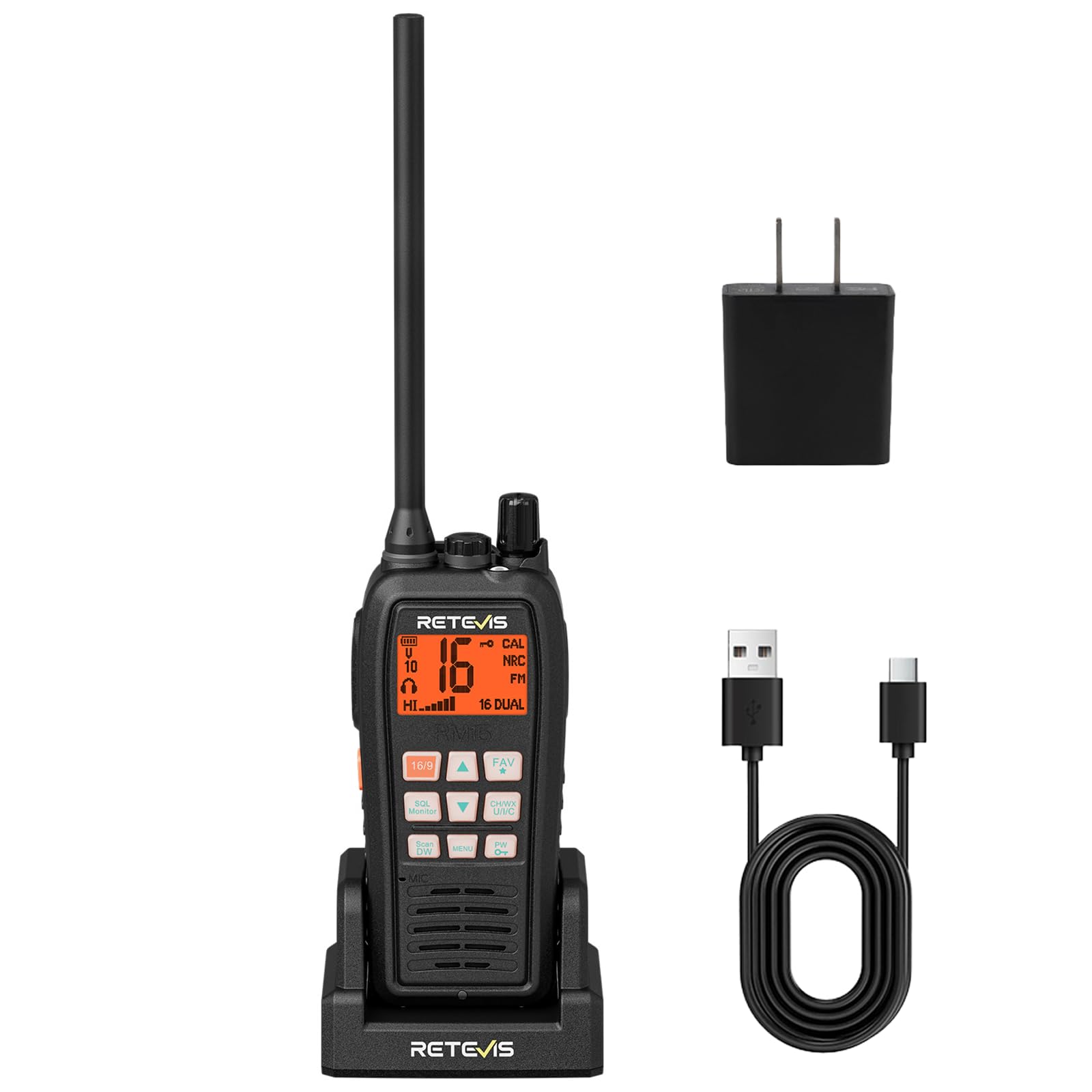 Retevis RM15 6W Marine Radio VHF IP68 Floating, Type-C for Fishing (1 Pack) | 20