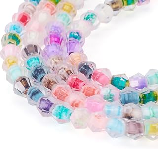 About 108~116pcs/Strand Faceted Glass Beads in Crystal Spacer Beads for Jewelry Making Bracelet Necklace Earrings Crafts 4.5x4mm Mixed Colors