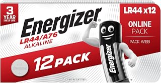 Energizer LR44 Batteries (12 Pack) - A76 Button Cell Battery | 1.5V Alkaline Battery forToys, Watches, TV Remotes, Security Systems, Home & Medical Devices - Child Resistant Packaging