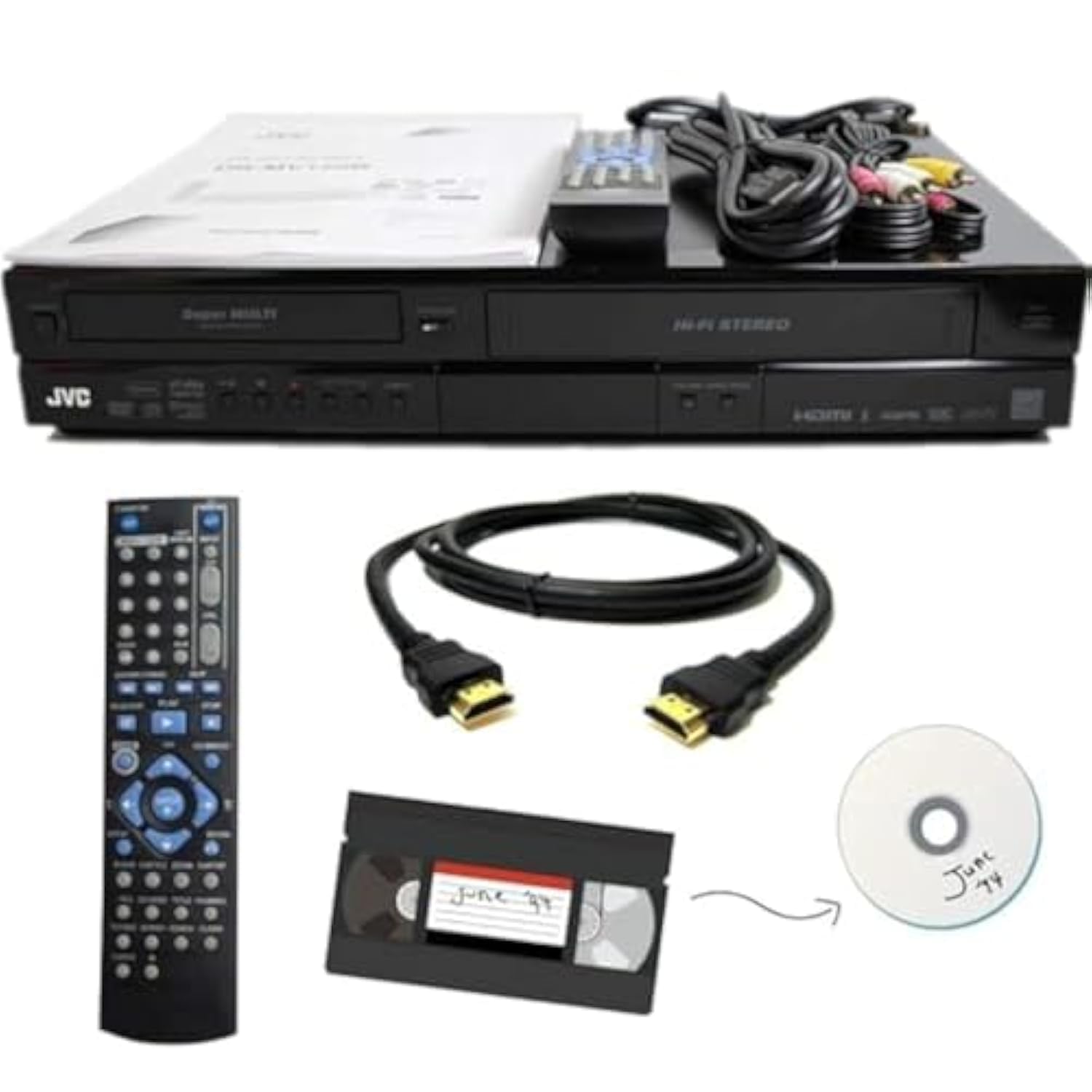 JVC VHS to DVD Recorder VCR Combo w/Remote, HDMI