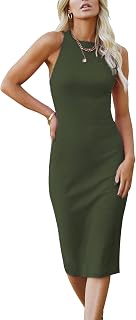 PRETTYGARDEN Women Bodycon Midi Dress 2025 Summer Spring Casual Vacation Sundress Fitted Sleeveless Tank Dresses