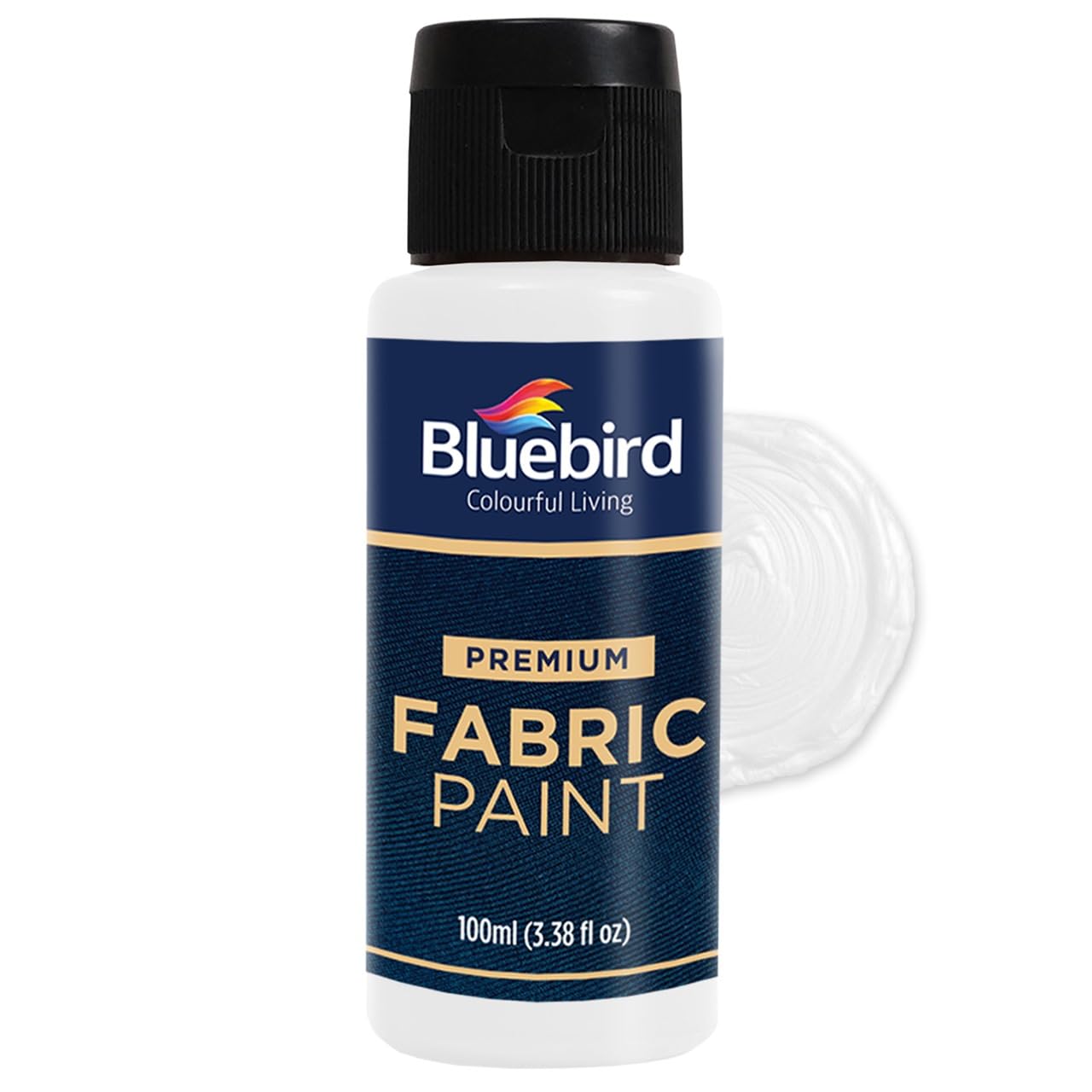 BLUEBIRD Fabric Paint for Clothes & Halloween Costumes, White, 3.4 Fl Oz | Perma