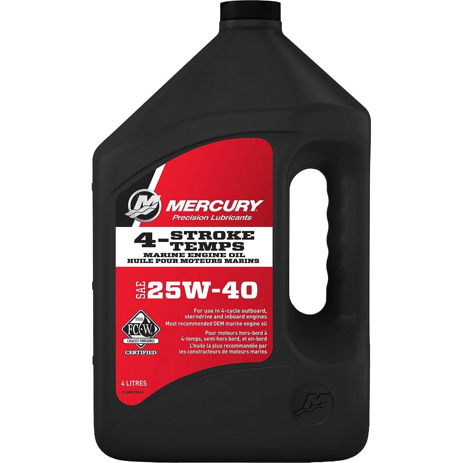 MERCURY 4 STROKE 25W-40 MARINE ENGINE OIL 92-8M0078640