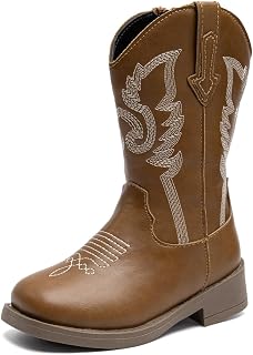 Meckior Toddler Cowgirl Boots Boys Girls Cowboy Mid Calf Sparkly Boots Classic Western Boots Kids Riding Shoes