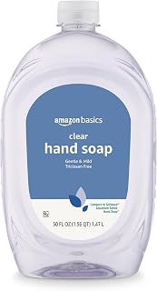 Amazon Basics Gentle & Mild Clear Liquid Hand Soap Refill, Triclosan-Free, Dermatologist-Tested, pH Balanced, Cruelty-Free, 50 Fluid Ounces, 1-Pack (Previously Solimo)