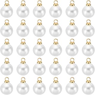 100pcs 8mm Faux Pearl Charms Pendants Beautiful DIY Charms for Jewelry Making Bracelet Earrings Necklace Wedding Crafts White Gold