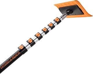 5-24 ft Telescoping Snow Roof Rake for Solar Panels, Roofs, RVs & Cars | High Reach Solar Panel Snow Removal Tool // Heavy Duty Snow Rake with 13.6" Scratch-Free Soft Foam Blade, Push Pull Design