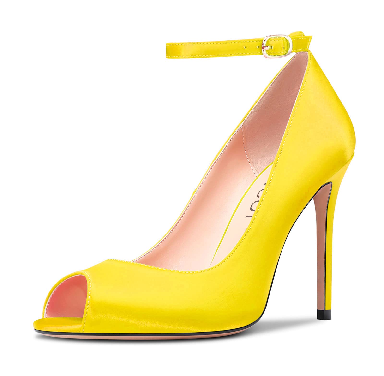 Aachcol Women's High Heel Pumps with Open Toe Ankle Strap, Dress Shoes, Wedding 