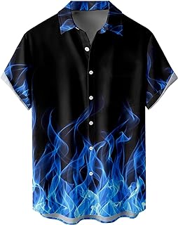 Hawaiian Shirts for Men, Print Casual Short Sleeve Button Down Resort Shirts Beach Shirt