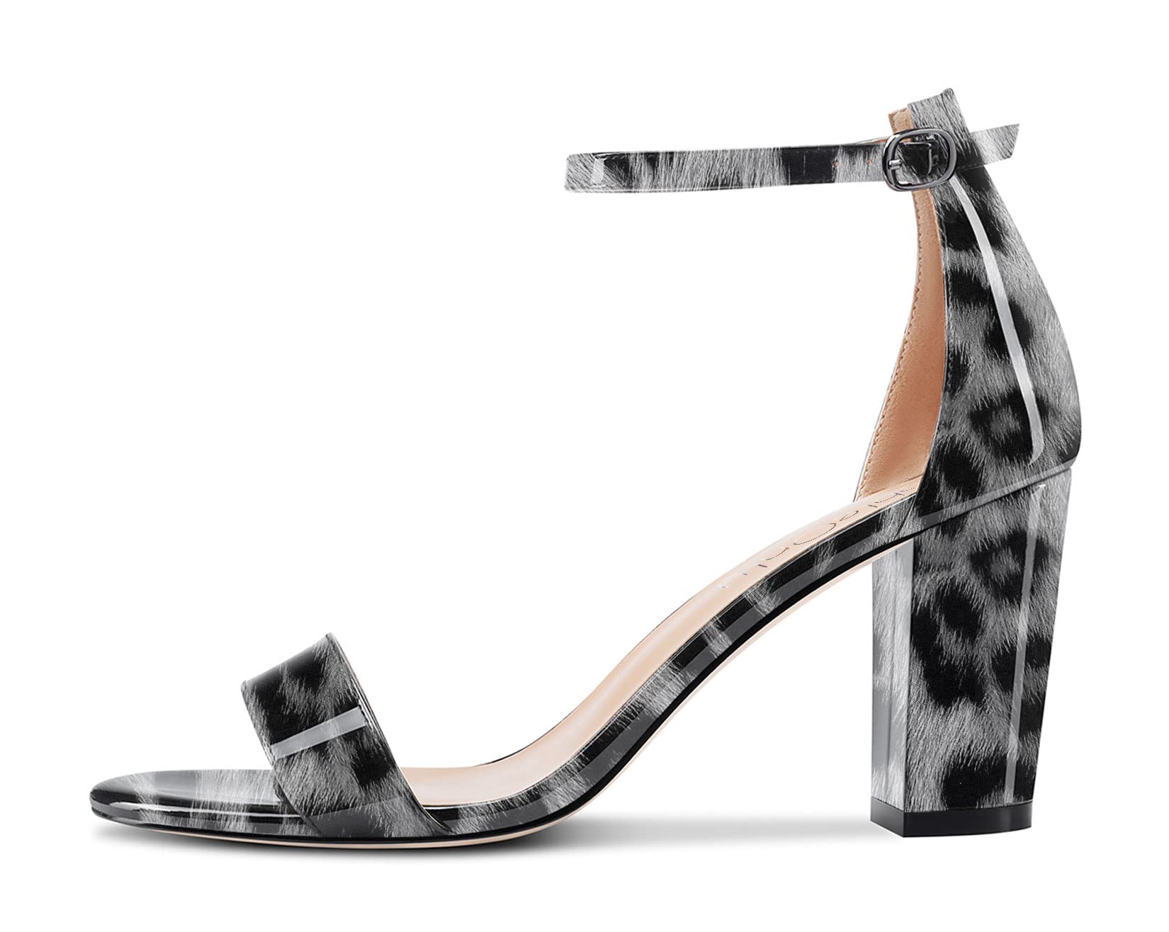 NobleOnly Women's Chunky Wide High Heel Open Toe Sandals Strap Ankle Cute Weddin