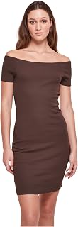 Urban Classics Tb1501-Ladies Off Shoulder Rib Dress Women's Dress