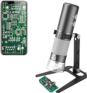 Jiusion 4K 50-1000x WiFi USB Digital Handheld Microscope with Metal Stand | 3840x2160P wireless/wired 8 LED endoscope camera for iPhone iPad Android Mac Windows Linux Chrome