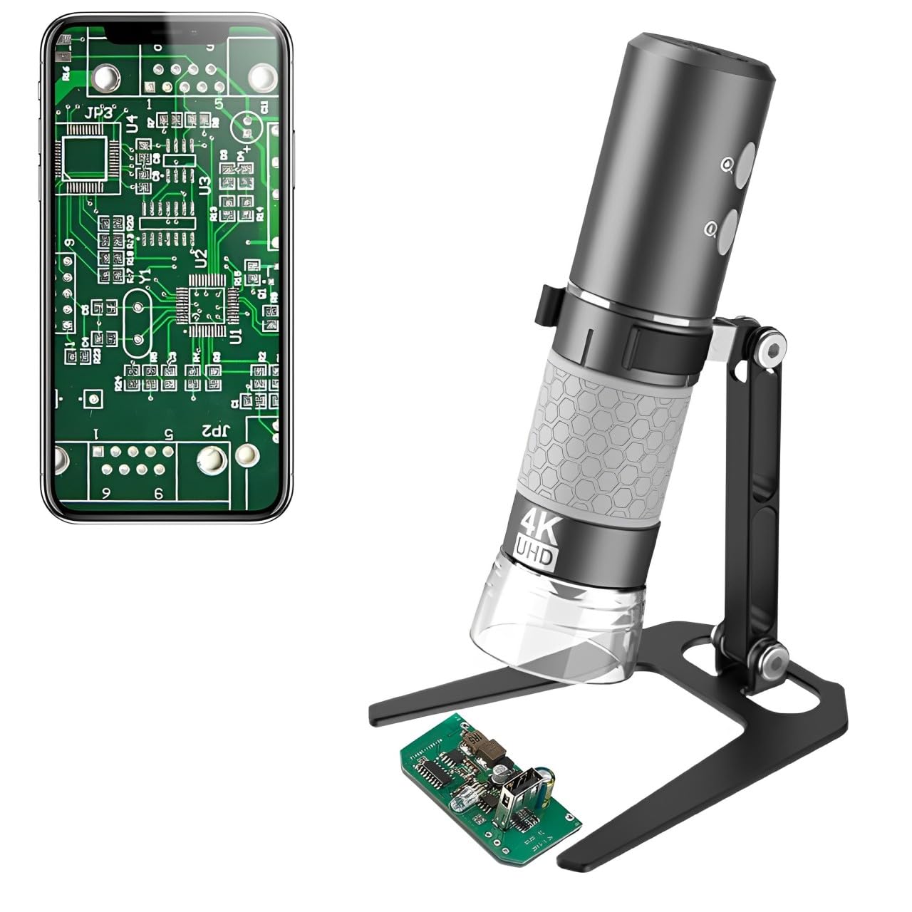 Jiusion 4K 50-1000x WiFi USB Digital Handheld Microscope with Metal Stand | 3840