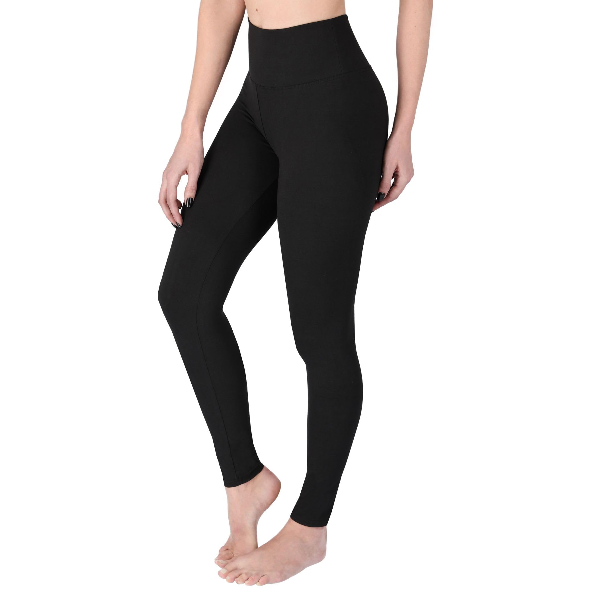 SOFTSAIL Women's Leggings 95% Cotton Leggings for Women High Waist Total Length 